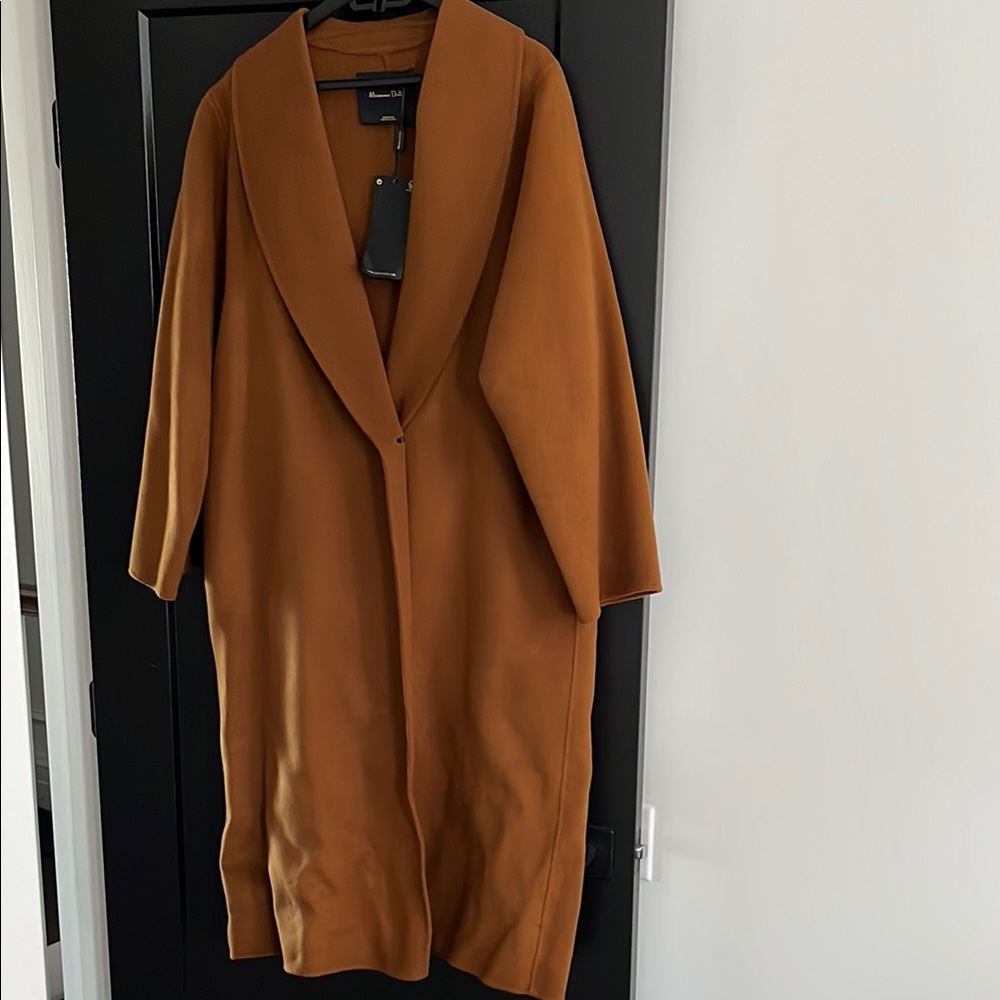 Massimo Dutti Brown Trench Coat with Oversized Fit and Wide Lapels